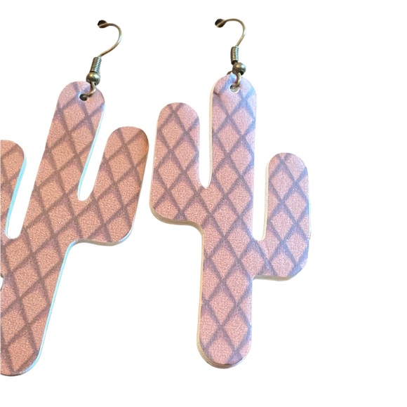 Lightweight Brown Saguaro Cactus Earrings - Picture 3 of 6